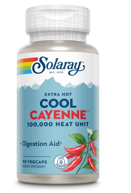 Cool Cayenne, Pimenta Caiena 100000HU, 90 VegCaps, Solaray