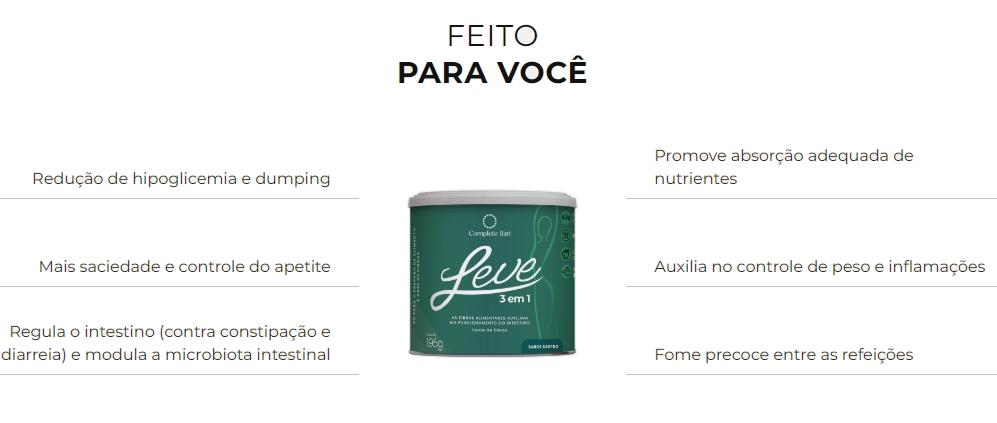 Contra Reganho de Peso, LEVE 3 em 1, 200g Sabor Neutro, Complete Bari