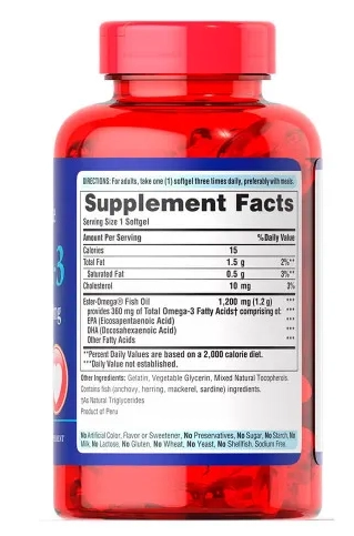 Ômega-3 1200mg, 360mg de Ômega-3 Ativo, 100 Cápsulas, Puritans Pride