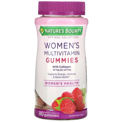 Multivitamínico para Mulheres, Optimal Solutions, 80 Gomas Framboesa, Nature's Bounty