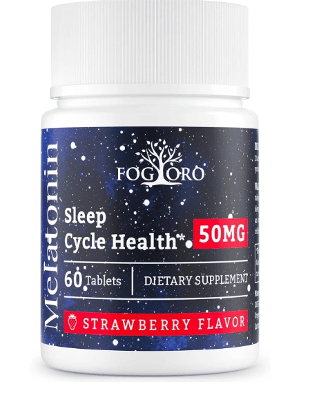 Melatonina 50mg, 60 Comprimidos Mastigáveis Sabor Morango, Fogoro