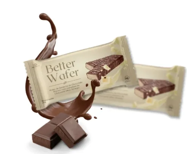 Better Wafer Proteica, Sabor Cookies & Cream com Cobertura de Chocolate Meio Amargo, 3 Unidade 25g Cada, Betterlife