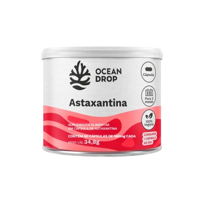 Astaxantina Microalga Antioxidante, 60 Cápsulas, Ocean Drop