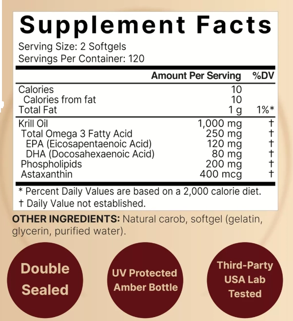 Óleo de krill 1000mg, 240 cápsulas moles, NatureBell