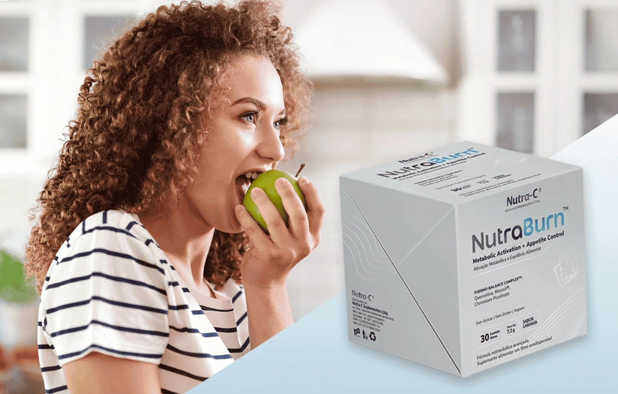 NutraBurn, Auxilio ao Controle da Compulsão alimentar e Metabolismo, 30 Filmes Orodispersíveis Sabor Laranja, Nutra-C