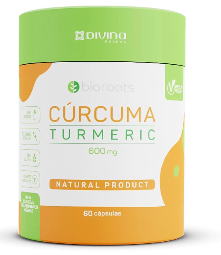 Cúrcuma Turmeric, 600mg, 60 Cápsulas, Bioroots