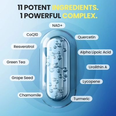 Liposomal NAD+ Supplement Extra Strength, 300mg, 60 Cápsulas, Vitamax