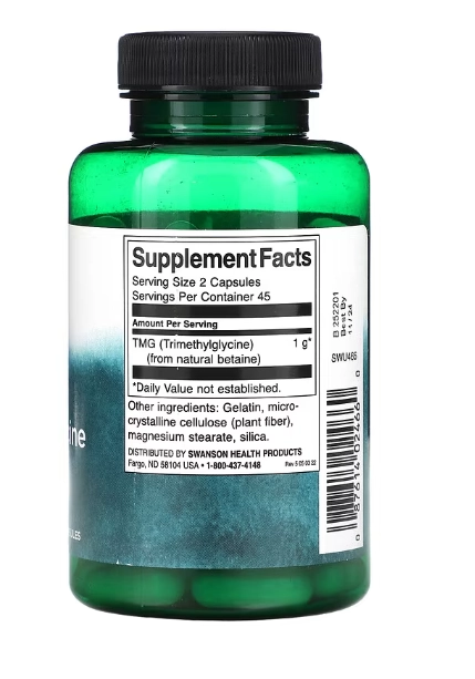 TMG Trimetilglicina 500mg, 90 Cápsulas, Swanson