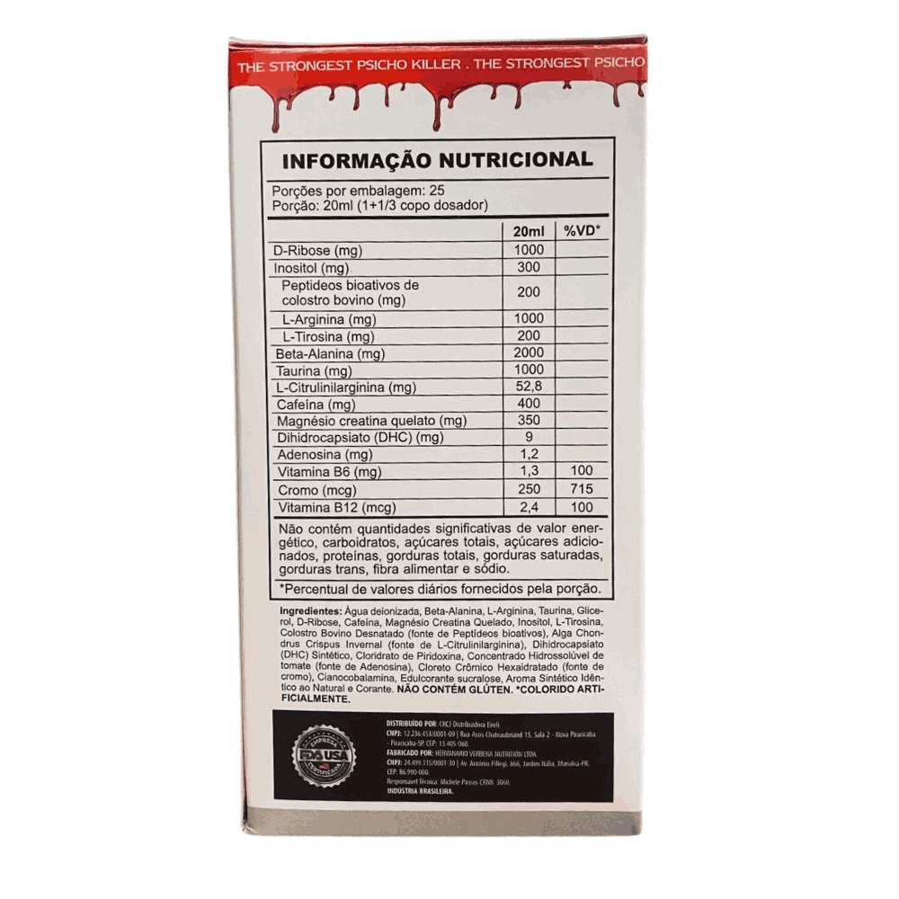 Pre Treino Liquido Psicho Killer Fruit Punch 500ml - Demons Lab