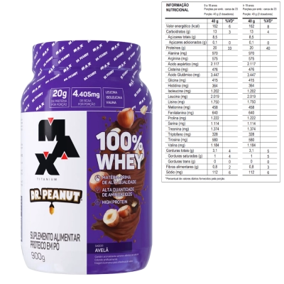 Whey Protein Dr. Peanut 100% Whey 900g, Sabores 900g-Max Titanium 