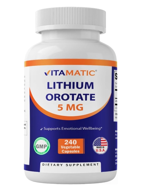 Lithium Orotate 5mg, 240 Cápsulas, Vitamatic