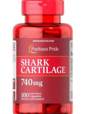 Cartilagem de Tubarão, Shark Cartilage, 740mg, 100 cápsulas, Puritan's Pride