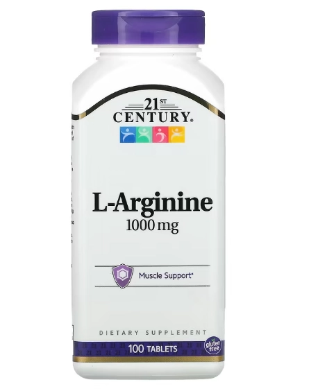 L-Arginina 1000mg, 100 Comprimidos, 21st Century