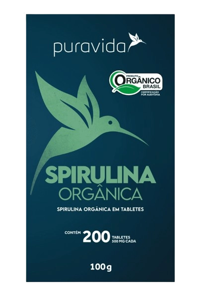 Spirulina Orgânica, 200 comprimidos, Puravida