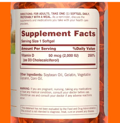 Vitamina D 2000UI, 150 Cápsulas, Sundown