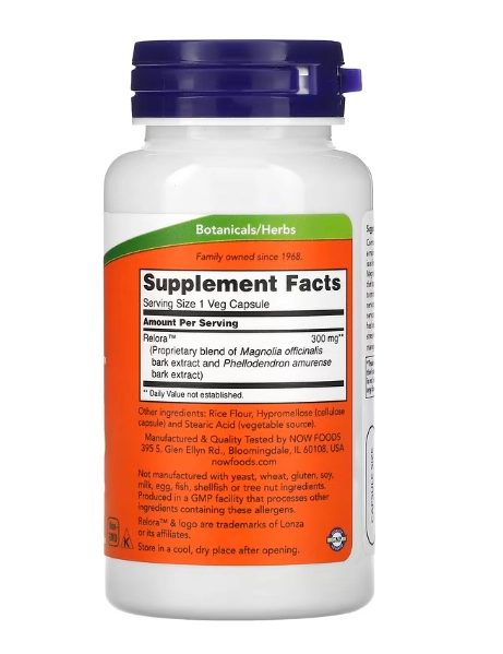 Relora, 300mg, 60 cápsulas, Now