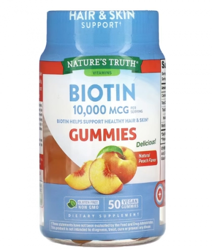 Biotina 10.000mcg, 50 Gomas Sabor Pêssego, Nature's Truth