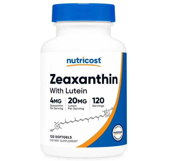 Zeaxanthin 4mg com Luteína 20mg, 120 Softgels, Nutricost