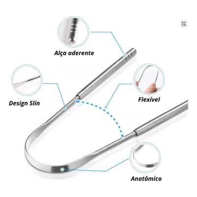 Limpador Raspador de Língua em Aço Inox