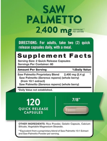 Saw Palmetto 2400mg, 120 Cápsulas, Nature's Truth