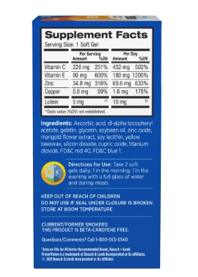 PreserVision Vitaminas e Minerais para os Olhos Areds 2, Com Luteina, 120 Cápsulas, Bausch & Lomb 