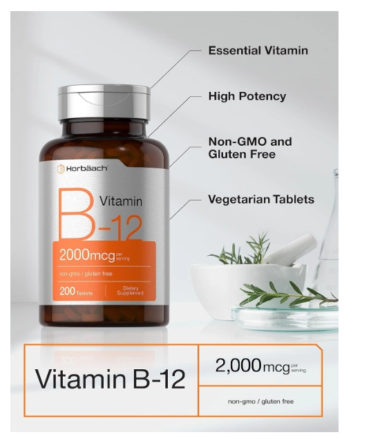 Vitamina B-12  2000mcg, 200 Comprimidos, Horbaach