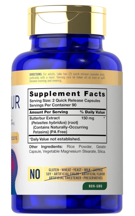 Butterbur 150mg Suporte Neurológico, 180 Cápsulas, Carlyle