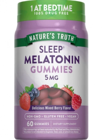 Melatonina 5mg, 60 gomas Sabor frutas Vermelhas, Nature's Truth