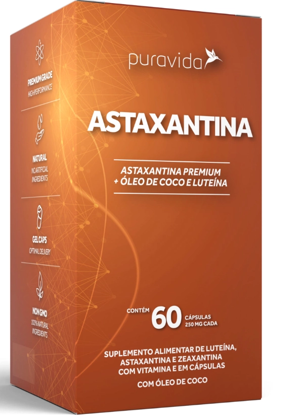Astaxantina Microalga Antioxidante, 60 Cápsulas, PuraVida