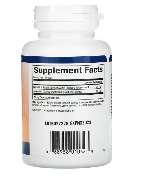 Luteina Xantofila, 20mg, 60 Cápsulas, Natural Factors