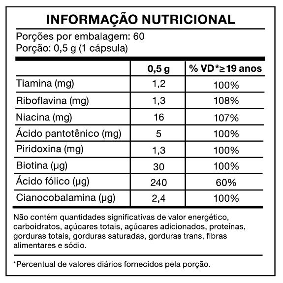 Complexo B Multivitamina, 60 cápsulas, Bioroots