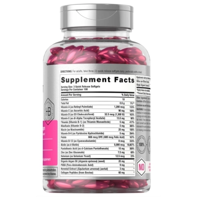 Hair Skin Nails, Cabelo, Pele e Unhas com Biotina, Colágeno e Óleo de Argan, 300 Cápsulas, Horbaach