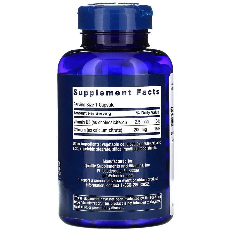 Citrato de Cálcio com Vitamina D, 200 Cápsulas, Life Extension
