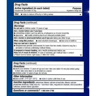 SleepTabs, Comprimidos para dormir, 80 Tablets Unisom