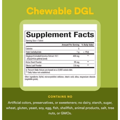 DGL, Extrato de Raiz de Alcaçuz Deglicirrizinado, 90 Comprimidos Mastigáveis, Natural Factors