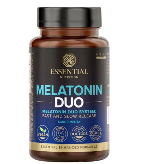 Melatonina Duo Harmony, 210mcg, 120 Comprimidos Sabor Menta, Essential Nutrition