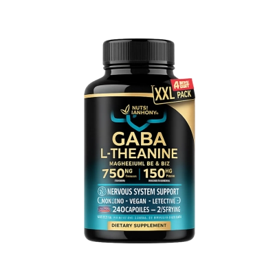 Gaba L-Theanine Magnesium, B6 &amp; B12, 240 Cápsulas, Nutra Harmony 