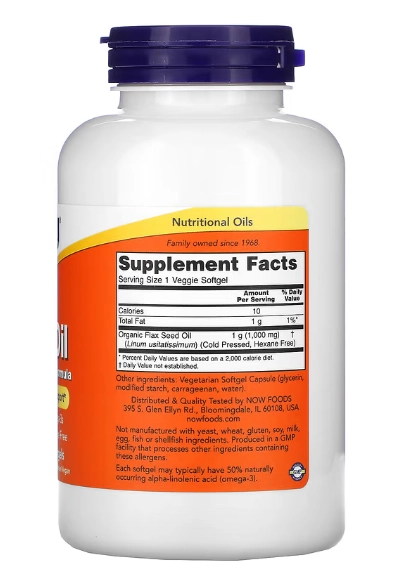 Flax Oil, Óleo de Linhaça, 1000mg, 120 Cápsulas, Now