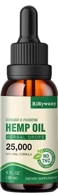 Óleo de Cânhamo orgânico de alta potência, Hemp Oil 25.000, Vegano e natural, 30ml, RiRywony Health