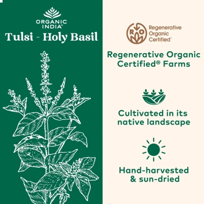 Tulsi Holy Basil, Redução do Estresse e Ansiedade, Equilíbrio Natural e Bem-Estar, 180 Cápsulas, Organic India