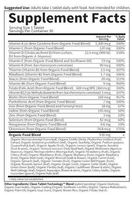 Multivitamínico Pré-Natal, Com ácido fólico, Vitamina D3, Ferro, 30 comprimidos Vegano, Garden of Life