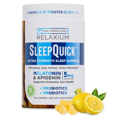 SleepQuick Gummies, Sono, Imunidade, 90 Gomas Mastigáveis Sabor Limão, Relaxium
