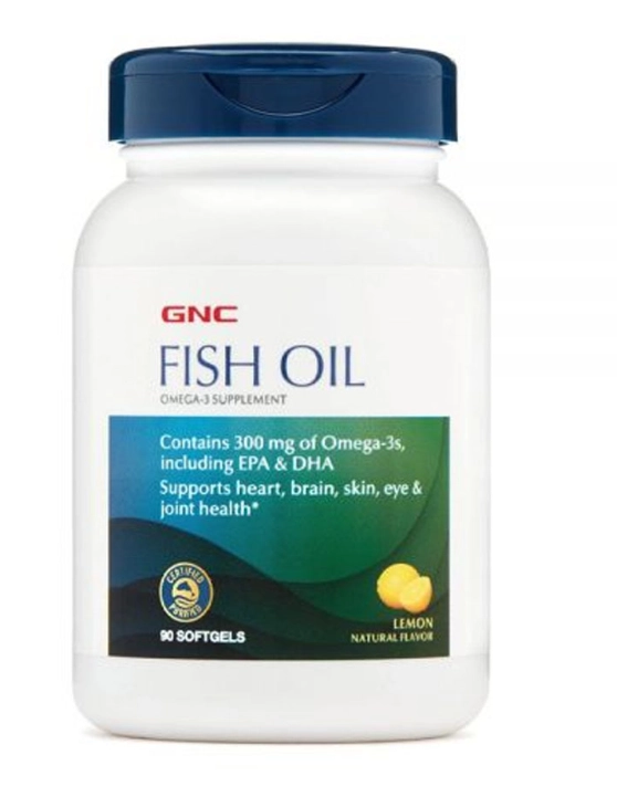 Óleo de peixe, Omega-3, 300mg, 90 cápsulas Sabor Limão, GNC