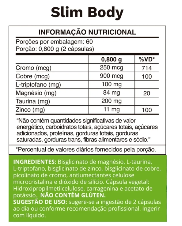 Slim Body com Picolinato de Cromo 400mg, 120 Cápsulas, Ocean Drop