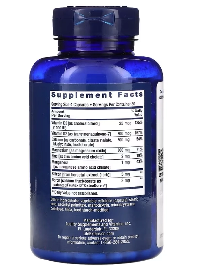 Bone Restore, Restauração Óssea  com Vitamina K2, 120 Cápsulas, Life Extension