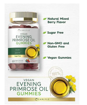 Óleo de Prímula 500mg, 60 gomas  Sabor de Frutas Silvestres, Carlyle