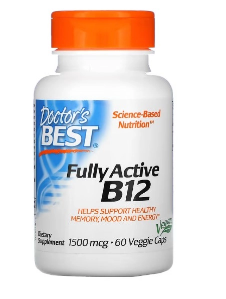 Vitamina B12, Fully Active, 1.500mcg, 60 Cápsulas, Doctor's Best