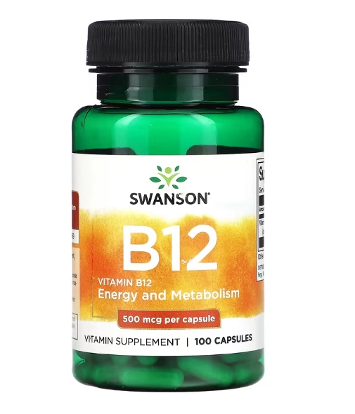 Vitamina B12, 500mcg, 100 Cápsulas, Swanson
