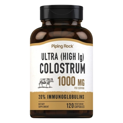 Ultra High IG Colostrum 1000mg, Suporte à Imunidade, Bem-Estar e Recuperação Diária, 120 Cápsulas, Piping Rock