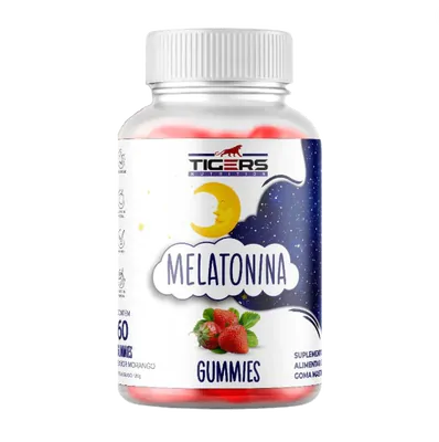 Melatonina, 210mcg, 60 Gomas, Sabor Morango, Tigers Nutrition